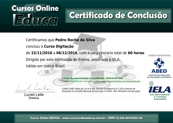 Seu certificado